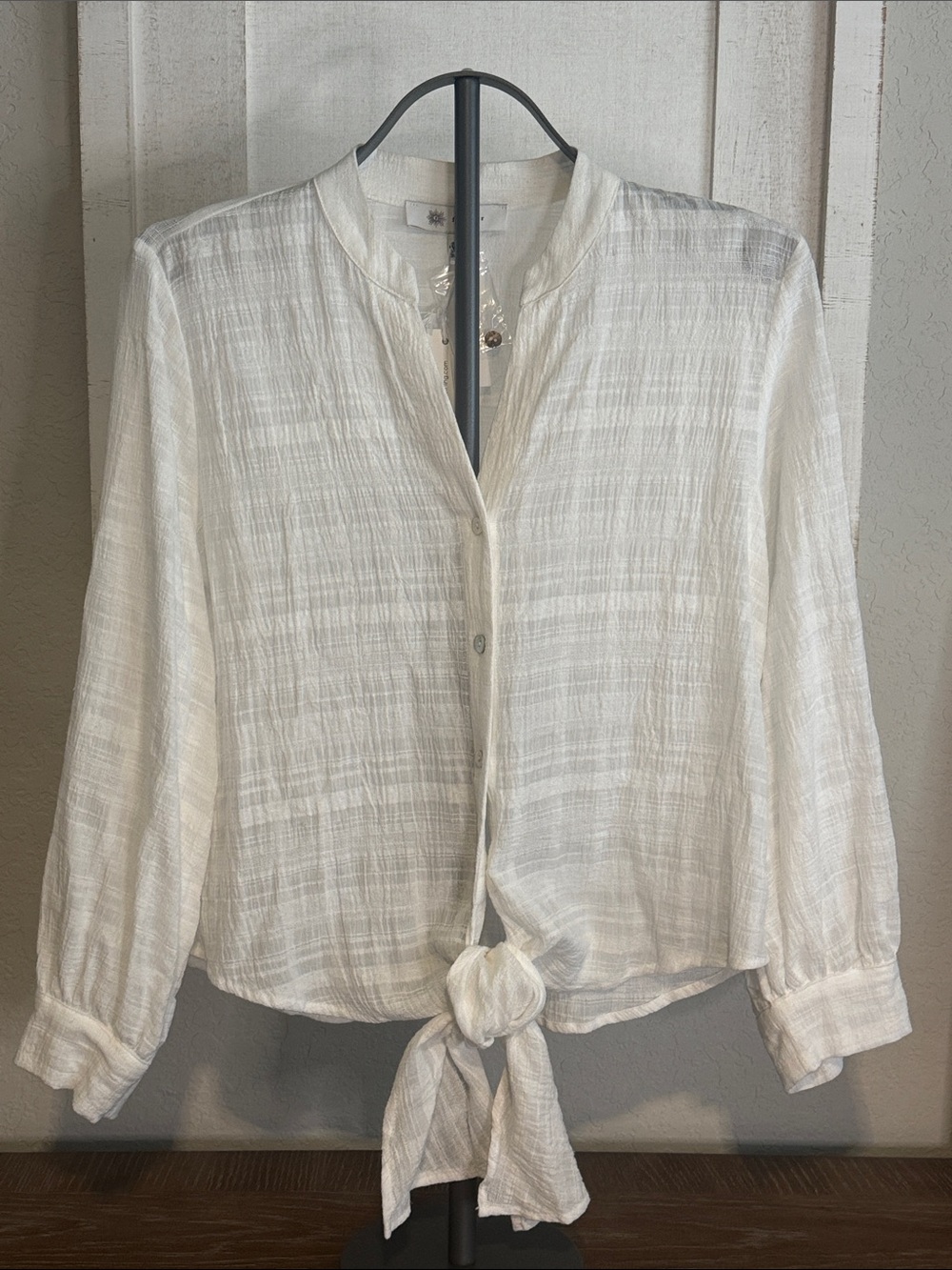Fever White LinenTie-Front Button Down Shirt